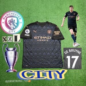 Puma Manchester City Kevin De Bruyne #17 2020/2021 Away Black Jersey EPL Patch